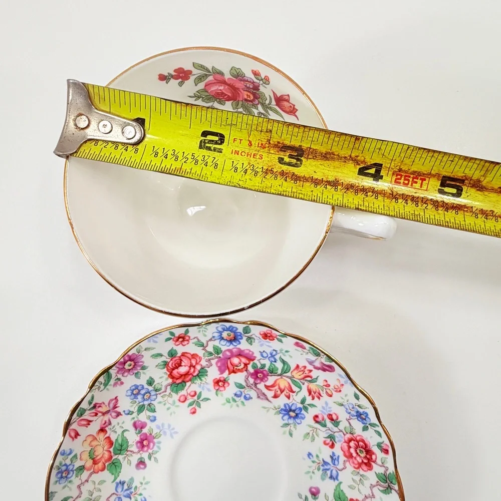 Crown Staffordshire England Fine Bone China Floral Gold Trim Teacup Cup & Saucer